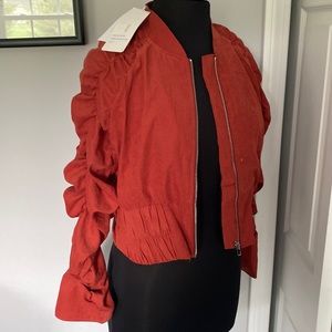 Amy Lynn ruched crop jacket.